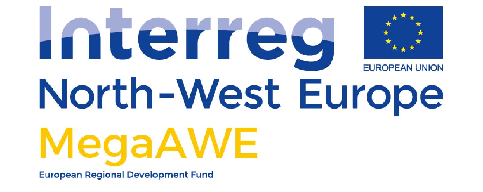 Logo of Interreg North-West Europe and MegaAWE, supported by the European Regional Development Fund.
