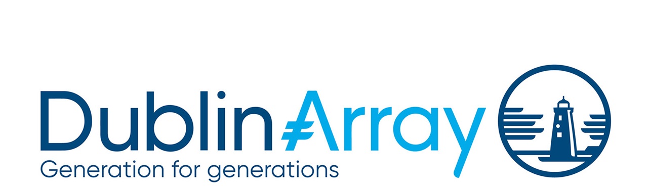 Logo of Dublin Array with a lighthouse symbol, featuring the slogan 'Generation for generations'.